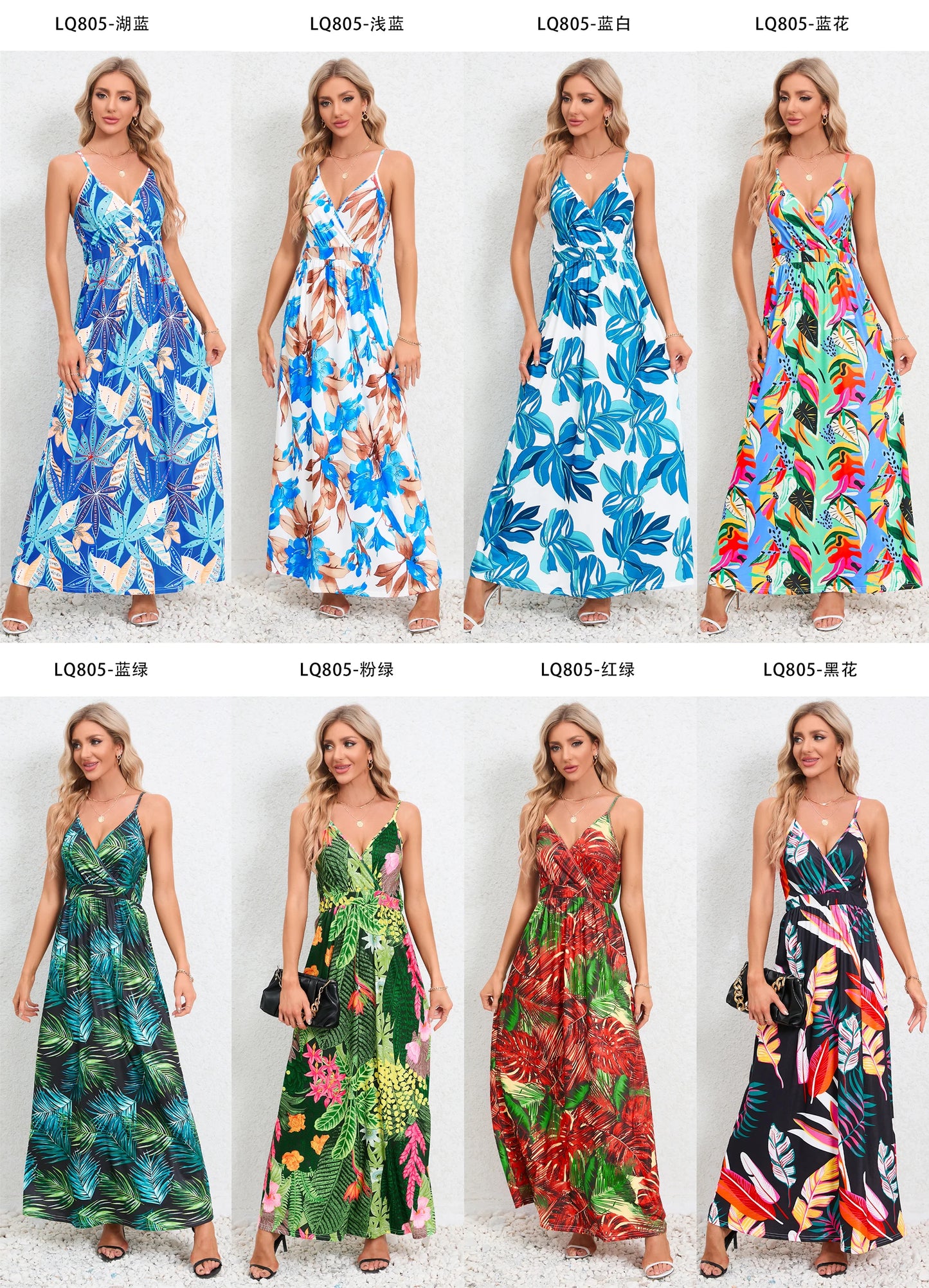 2024 summer foreign trade print European and American women's dress new designer