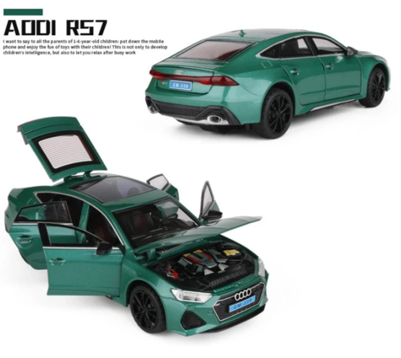 1:24 Audi RS7 Coupe Alloy Car Model Diecasts Metal Toy Sports Car Vehicles Model Simulation Sound Light Collection Kids Toy Gift