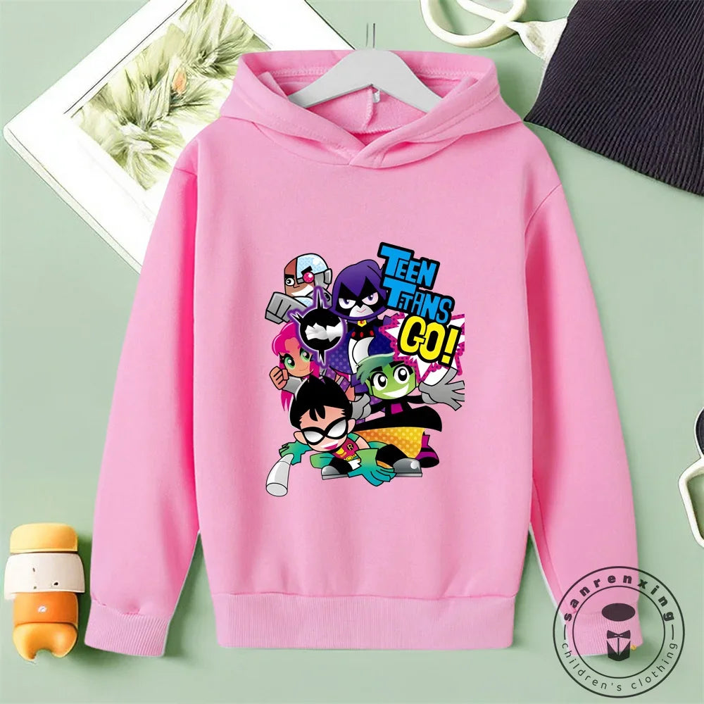 Marvel Teen Titans Go Kids Hoodie Kids Girls Clothing Fashionable Baby Boy Clothes Autumn Warm Sports Tops Back to School Gift