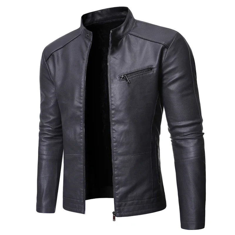 Men Spring Autumn Coat PU Casual Leather Jacket Motorcycle Biker Slim Fit Outwear Male Black Blue Clothing Plus Size S-3XL 2024