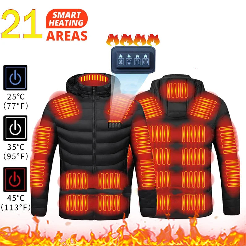 21 Areas Heated Jacket Mens Jacket Waterproof Heating Jacket Men Warm Winter Jackets Parkas Coat Heated Vest Tactical