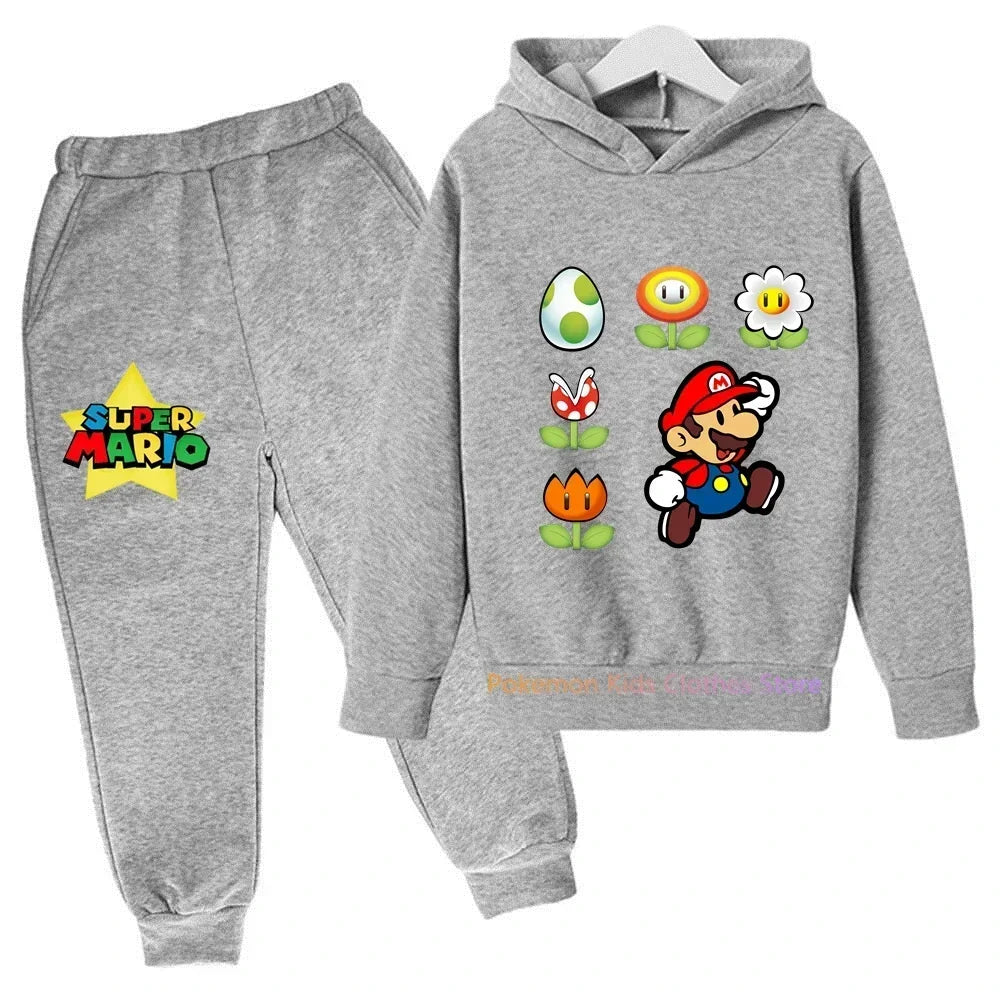 Super Mario Bros Boy Girl Hoodie Suit Cotton Kids Hooded Sportswear Set Boys Pokemon Clothes 2 5 6 7 8 9 10 11 12 13 12 Y