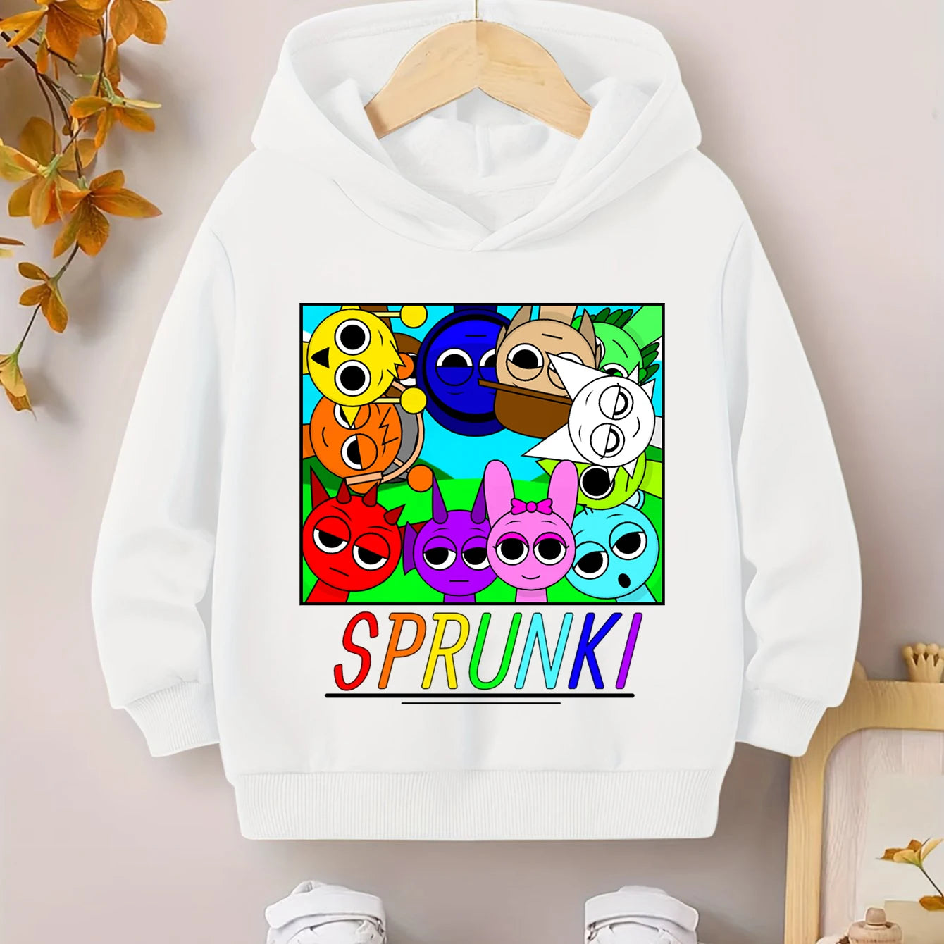 Hot Sales Sprunki Cartoon Clothes Kids Horror Game Incredibox Hoodie Boys Long Sleeve Sweatshirts Girls Casual Anime Hooded Tops