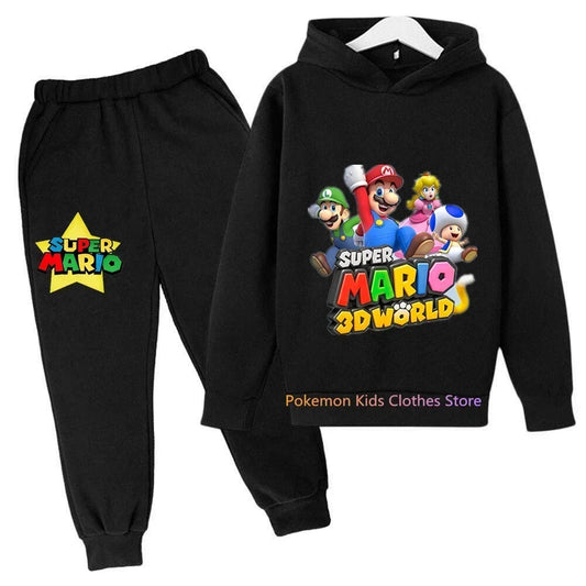 Børnetøj Piger Drenge Spil Super Mario Bros Langærmede Hættetrøjer Bukser 2 stk Sæt Drenge Anime Kawaii Tøj Suit Sportswear