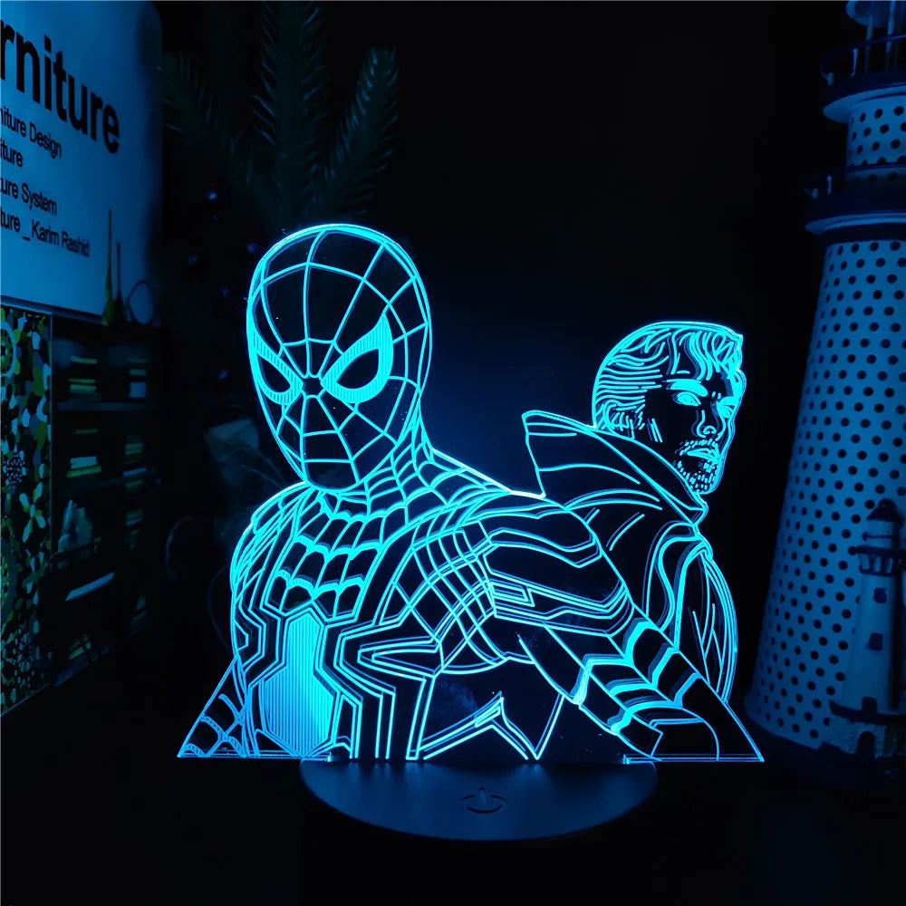 Anime The Avengers Infinity War 3D LED Nightlights Spiderman Ironman Hulk Thor Lamp Colorful Changing Night Lights Table Lampara