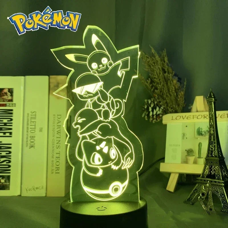 Ny Anime Pokemon Led 3D Natlys Børnelegetøj Anime Figurer Sød Pikachu sengelampe til børn Indretning i soveværelset Fødselsdagsgave