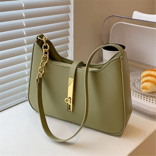 New Trendy Underarm Shoulder Bags For Women Chain Bag Fashion Designer Pu Leather Half Moon Armpit Bag Ladies Handbags And Purse