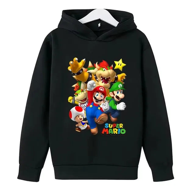 Autumn Cartoon Print Sports Children Hoodies Street Casual Fashion Sweatshirt 3-14 Years Kids Boy Girl Clothing Outdoor Pullover