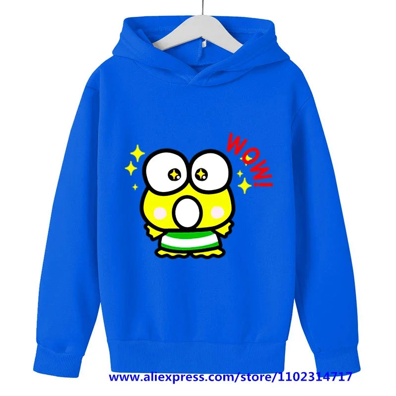 MINISO Kero Kero Keroppi Hoodie Kids Clothes Girls Clothing Sanrio Boys Sweatshirts Spring Boys Long Sleeves Cartoon Hooded