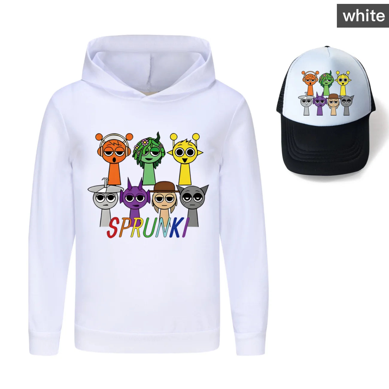 Sprunki Incredibox  Game  Tag Clothes Kids Hooded Sweater Shirt Hat Boys Cotton Girls Fashion Clothes Toddler Long Sleeve Tops