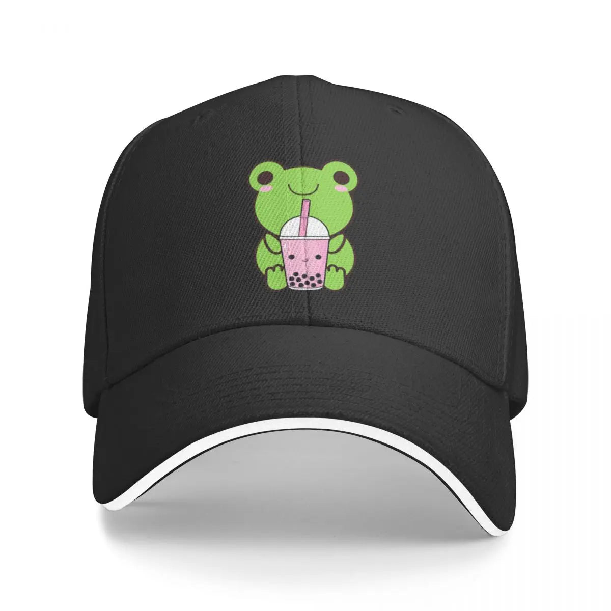 Boba Tea Frog Froggy Boba Chibi Kawaii Frog And Champignon Baseball Caps Casquette Solhatte