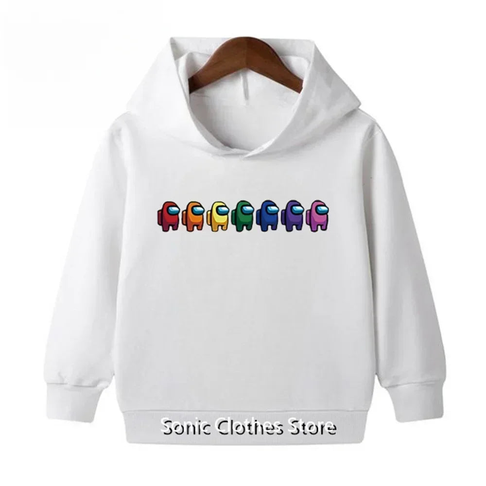 Super Marios Bros Kids Hoodies 3D Anime Hooded Sweatshirt for Children 100-160CM Spring Winter Boys Girls Cartoon Print Hoodie