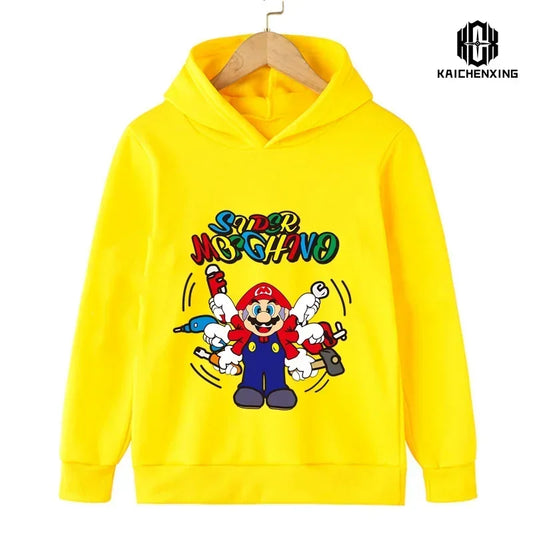 2024 New Game Mario Bros. Casual Top Fashion Kids Sweatshirt Top Jacket Boys Girls Clothing Spring and Autumn Hoodie Ages 2-12