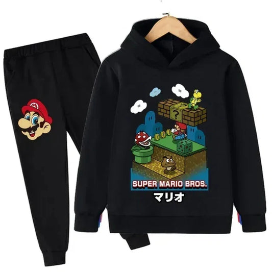 Super Mario Clothing Children's Casual Sweatshirt Suit Boy's Tracksuit Children's Sports Suit Hoodie Top + Pants 2 Piece Suit