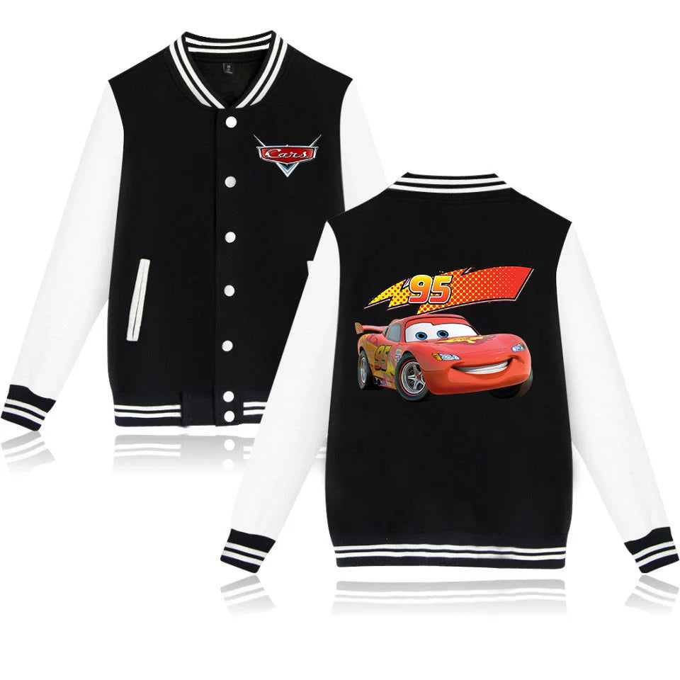 Pixar Cars Lightning McQueen Baseball Jacket Men Women Hip Hop Harajuku Jackets Streetwear Kids Boys Girls College Coats