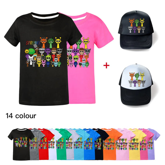 Hot Sprunki Clothes for Baby Girls Cartoon Game Incredibox T Shirts Kids Summer T-shirt Boys Short Sleeve Tops Children Clothing