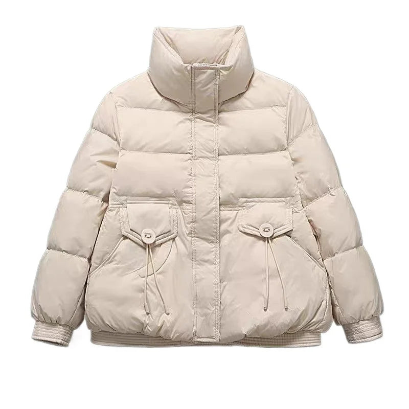 Female Short White Duck Down Jacket, Thickened Winter Fashion, Large Version of the Casual Coat