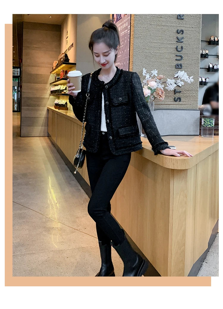 Jielur Autumn New Sweet Ladies Elegant Women Jackets Solid Street Fashion Jackets Woman Black Casual Loose Slim Coats Female