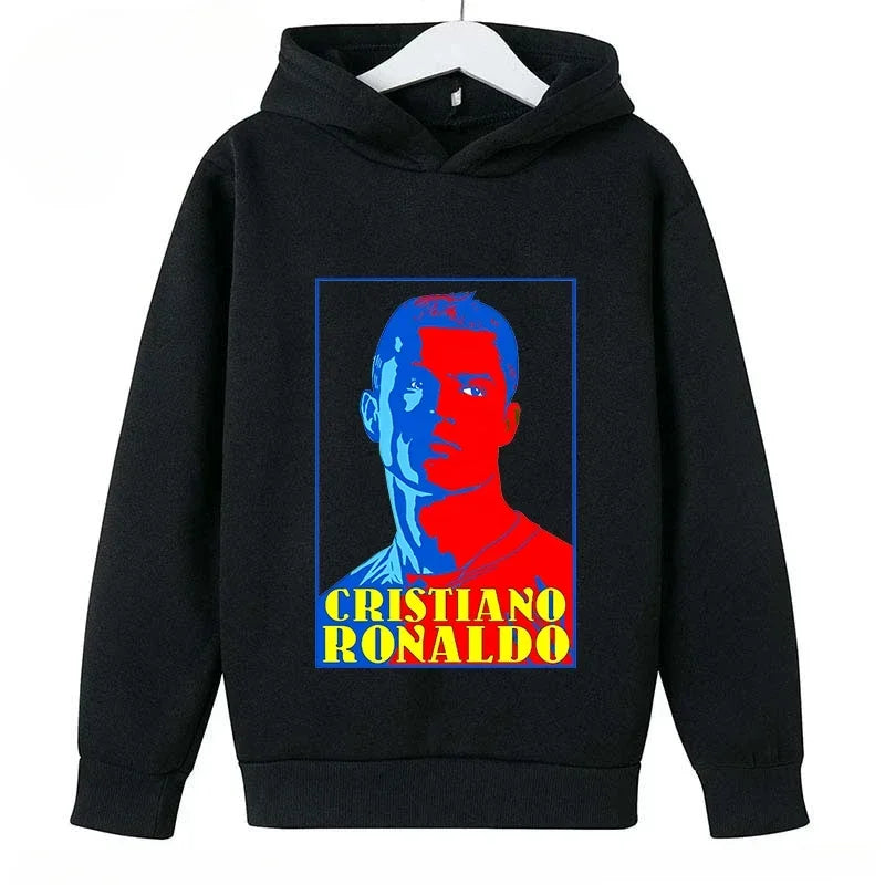 2024 New Children's Casual Hoodie Sports Sweatshirt for Boys and Girls Ronaldo Printed Blue 2-14 Years Spring Autumn Fashion Top