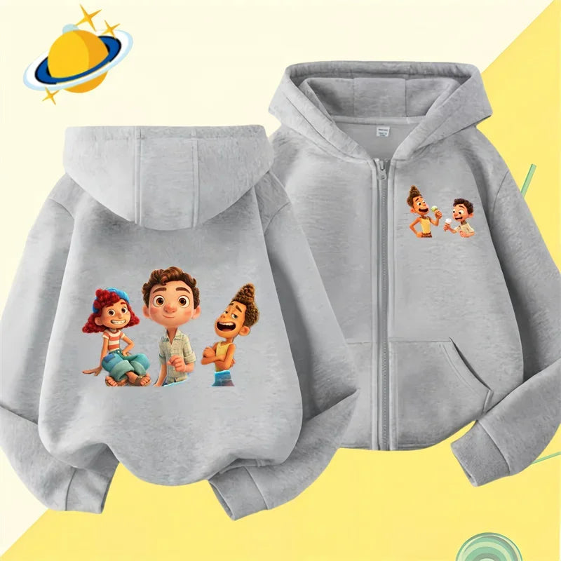 Kids zipper hoodie summer friends Sunny day cartoon print Autumn winter long sleeve sweatshirt casual boys girls Kawaii clothing