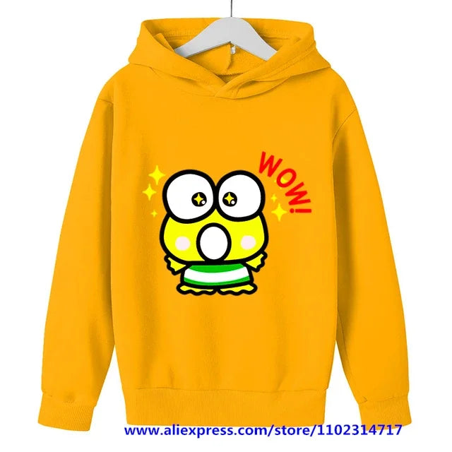 MINISO Kero Kero Keroppi Hoodie Kids Clothes Girls Clothing Sanrio Boys Sweatshirts Spring Boys Long Sleeves Cartoon Hooded