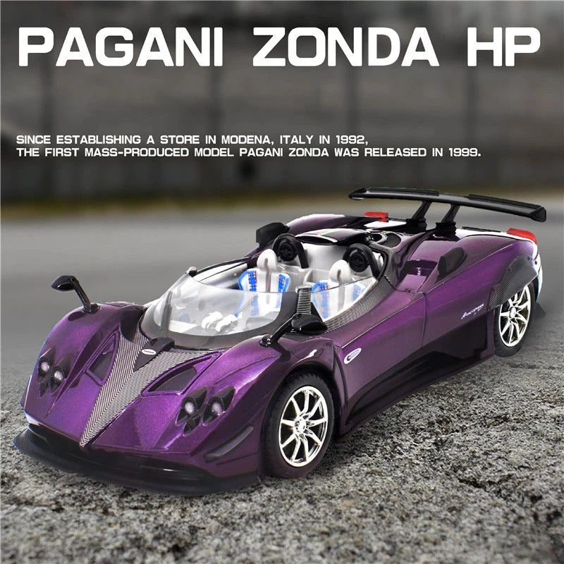 1:24 Pagani Zonda HP Barchetta Supercar Alloy Car Model Sound and Light Pull Back Children's Toy Collectibles Birthday gift