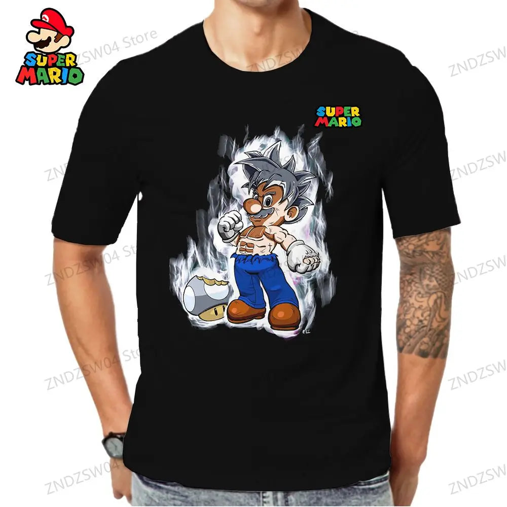 Y2k Super Mario 3D Print Parent-child Wear 110-6XL Men's Children's T-Shirt Short Sleeve 2024 Summer Harajuku Style Fashion Tops