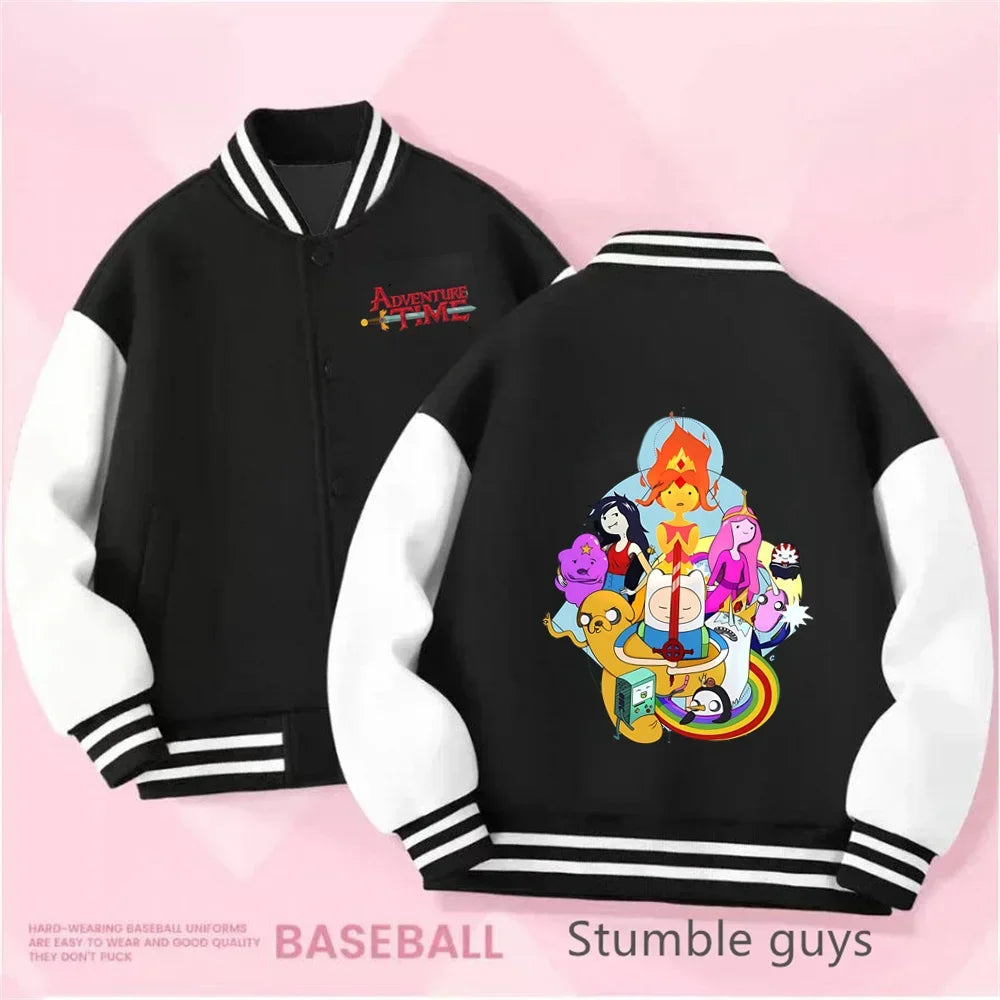 Boys and Girls for Stylish Coat Kids Sanrio Fall/Winter Jacket Baseball Uniform Adventure Time Pattern Print Thick Warm