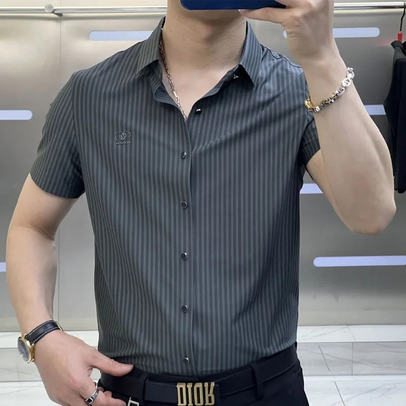 Fashionable Trend Men's Striped Shirt Summer Casual Business