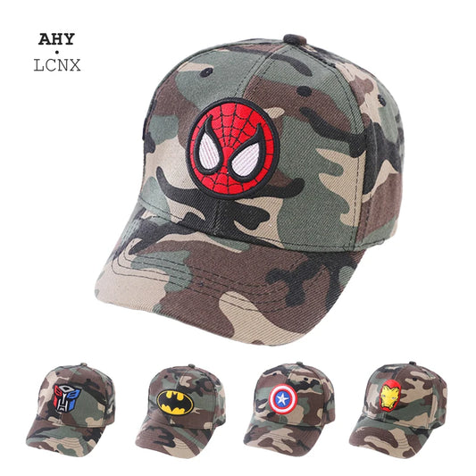 Autumn Disney Anime Spiderman Baseball Cap For Children Outdoor Kids Camouflage Caps Boys Cartoon Embroidery Hip Hop Sun Hat