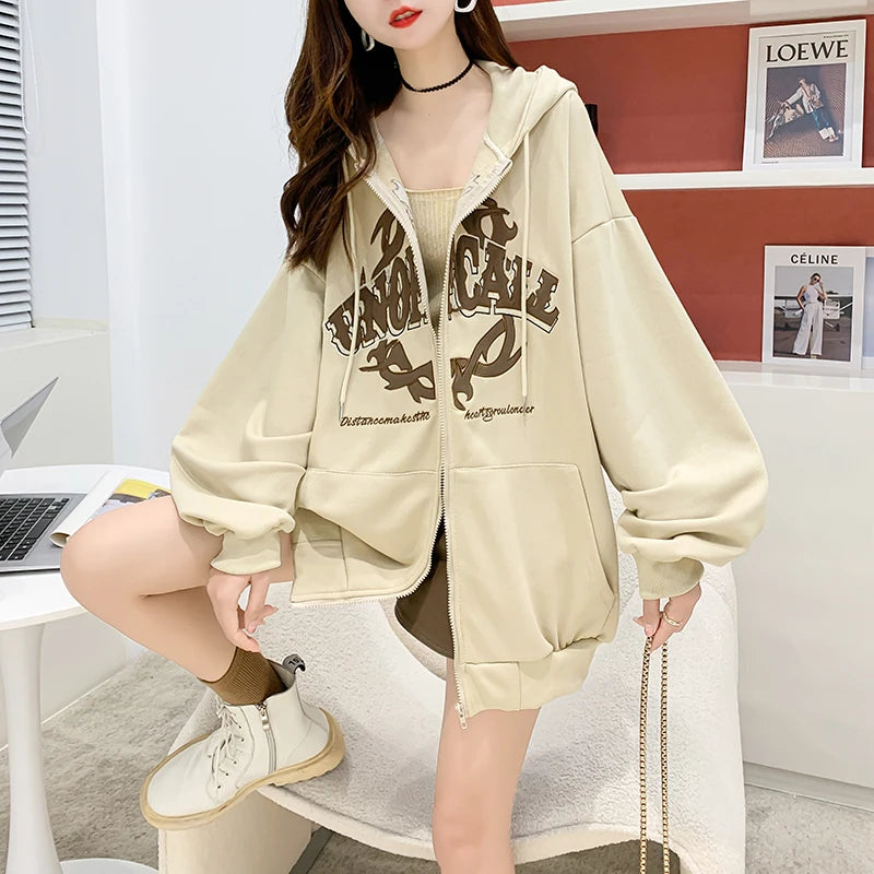 Clothes Full Gothic Web Sweatshirt Hip Hop Grunge Oversized Jacket Coat Tops