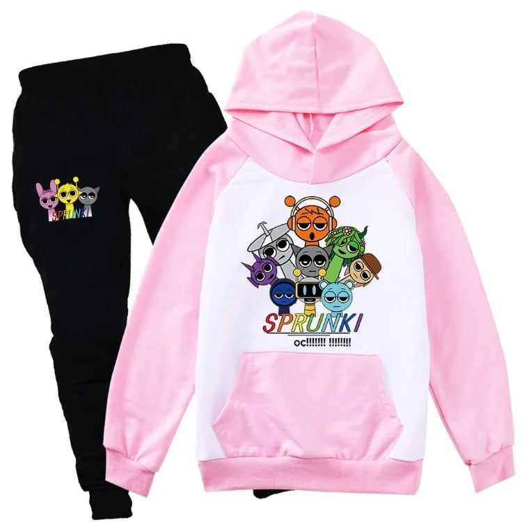 Sudadera Sprunki Clothes Set Kids Sprunky Incredibox Hoodie Boy Spring Fall Tracksuit Girls Hoody Sweatshirt Top Pants 2pcs Sets