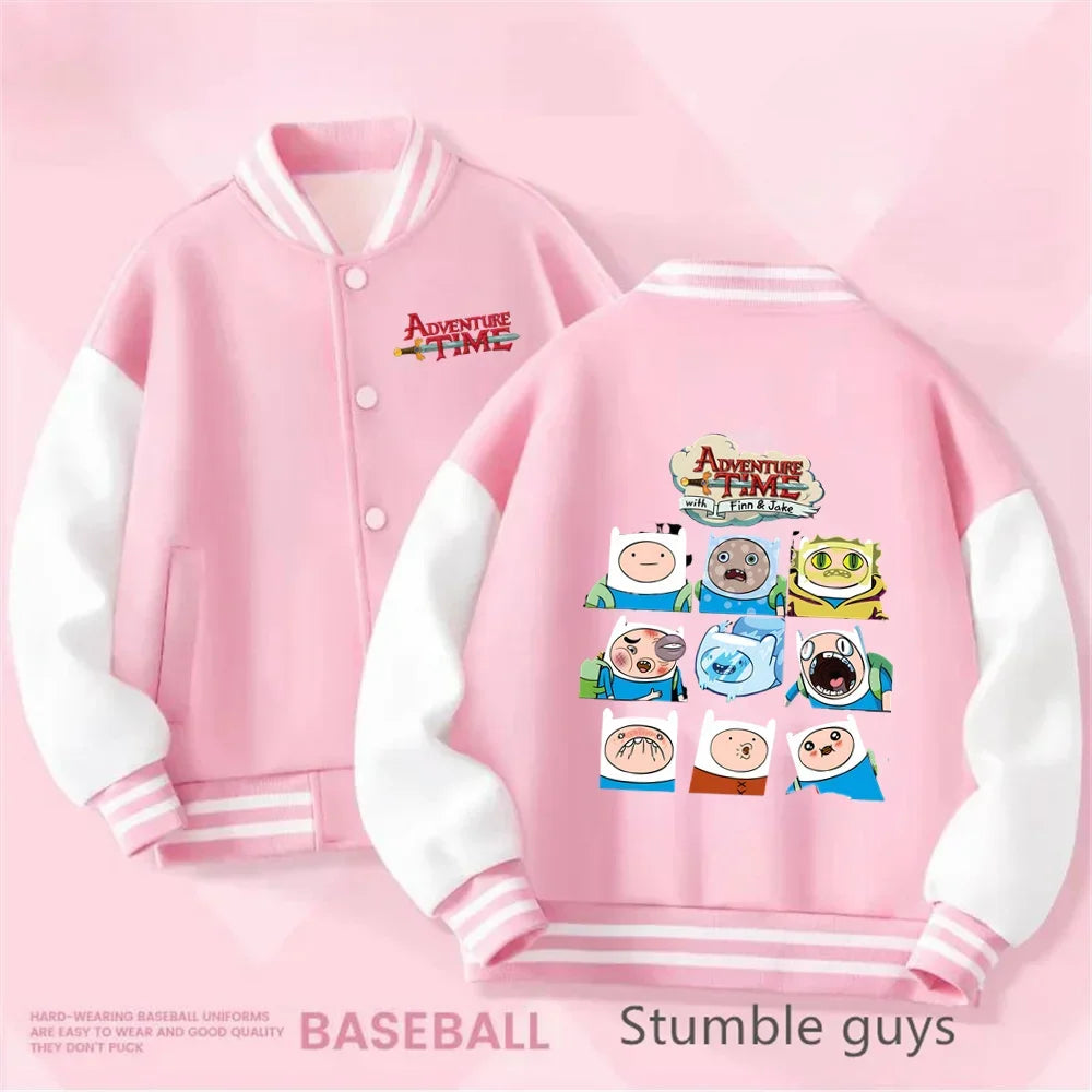 Boys and Girls for Stylish Coat Kids Sanrio Fall/Winter Jacket Baseball Uniform Adventure Time Pattern Print Thick Warm