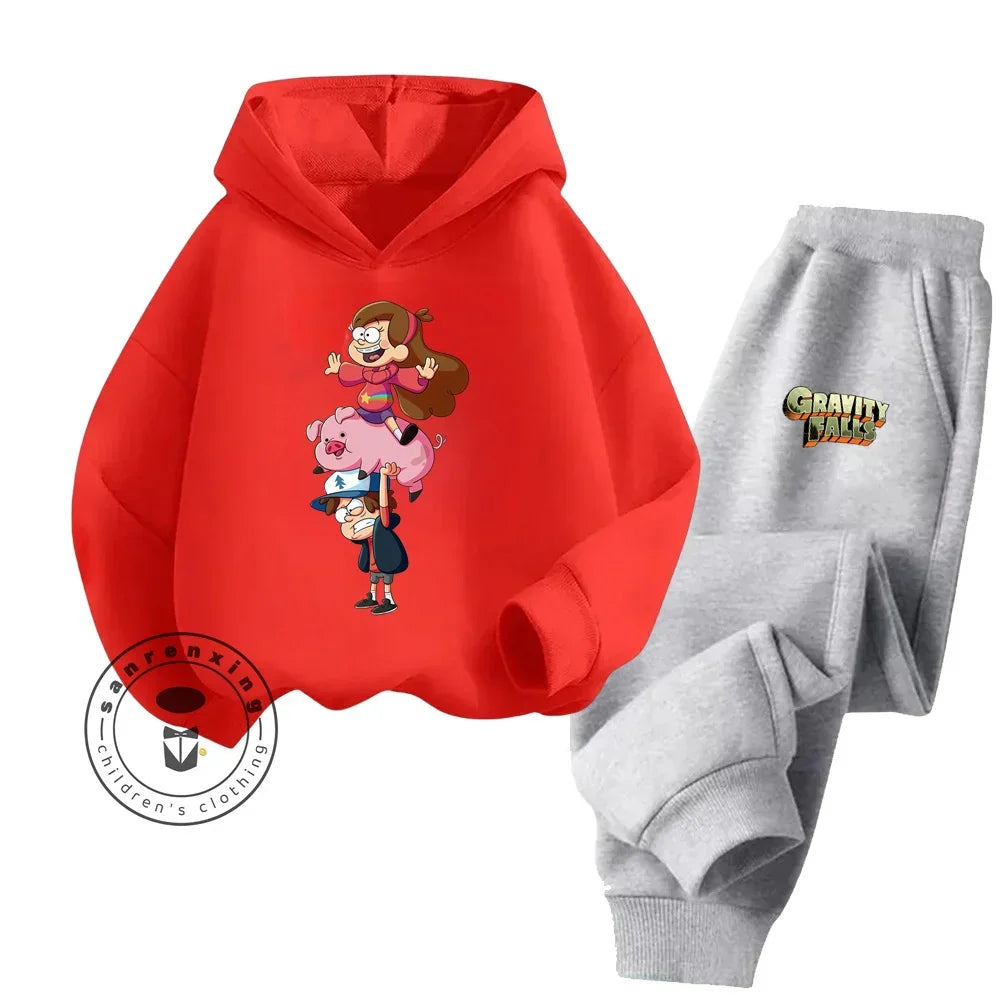 2024 Hot Gravity Falls cute Cheap Hip-Hop Kids sports set Kawaii animation boys and girls children sweatshirt sweatpants set