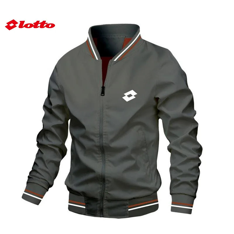 Embroidered Autumn and Winter Men's Stand Collar Casual Zipper Jacket Outdoor Sports Coat Windbreaker Jacket for Men Waterproof