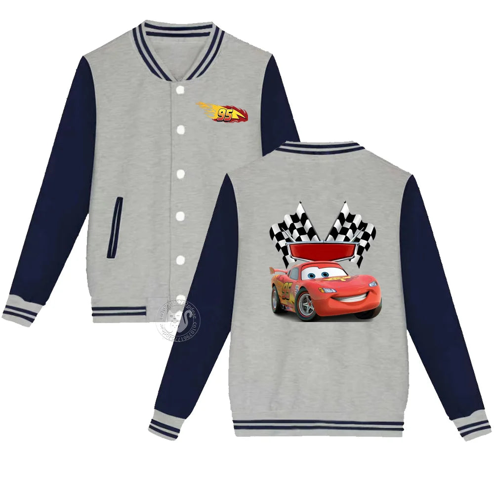 Kids 2-14 years old Fall/Winter Baseball uniform Flash McQueen 95 Racing Print Teen Girls Boys Outdoor padded warm coat