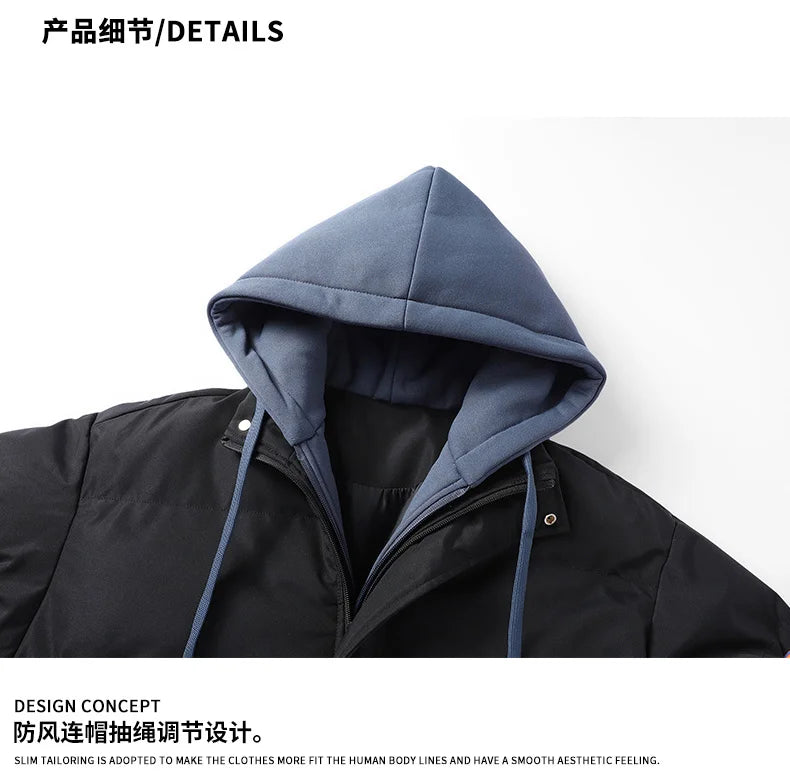 Men's Coats Winter Loose Fit Coat Elegant Fleece Warm Parkas Hooded Jackets Good Quality Male Outdoors Casual Winter Coats