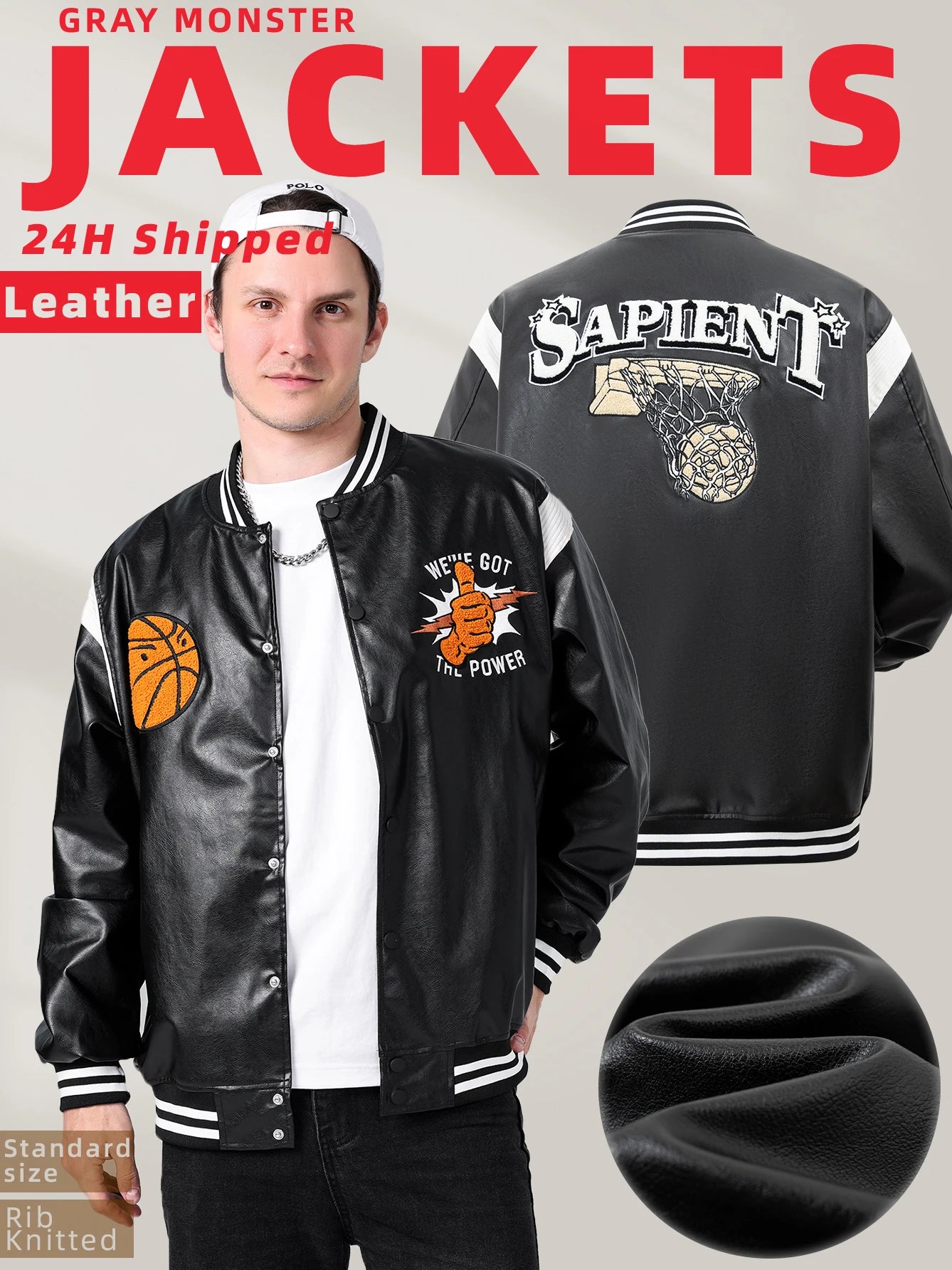 Men's Faux Leather Motorcycle Bomber Jacket Football Embroidery Baseball Uniforms 24H Shipped Spring&Autumn Loose Coats