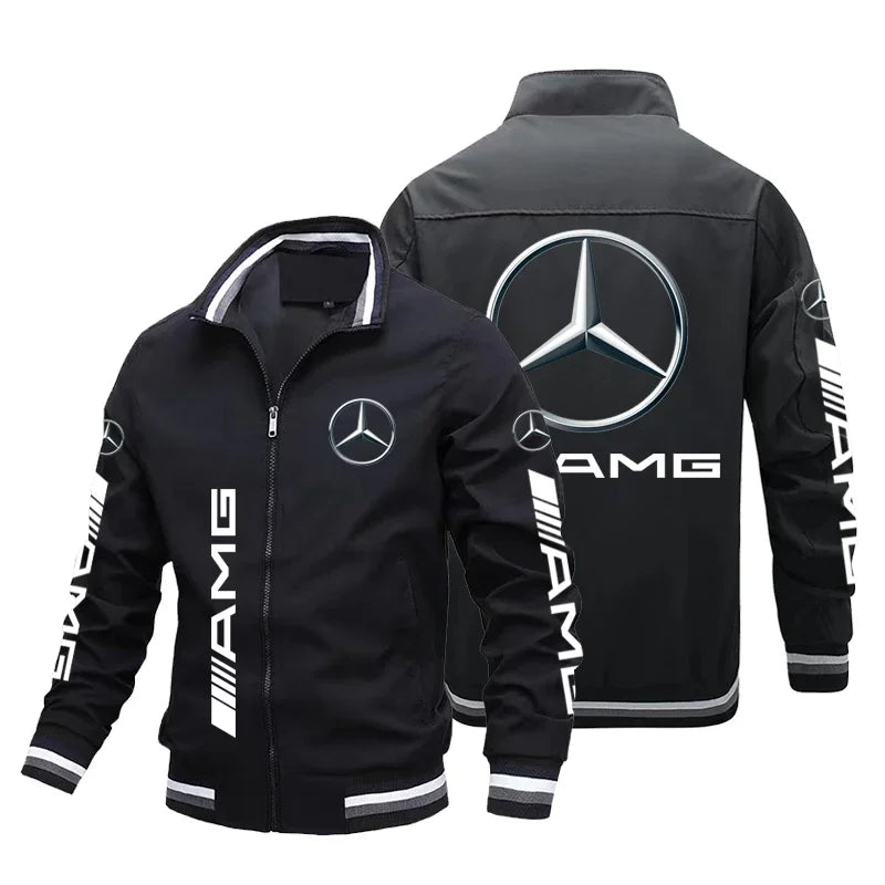 Herre Mercedes-Benz-jakke Luksusbil-logotryk Motorcykeljakke Overdimensioneret Sport Racing Team-jakke Mercedes-Benz Herretøj