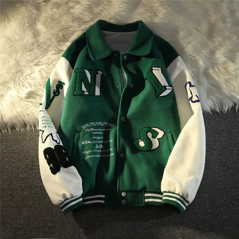 American Fashion Joker Letter Embroidered Jacket and Coat Men Street Y2K New Hip Hop Loose Baseball Uniform Unisex Casual Jacket