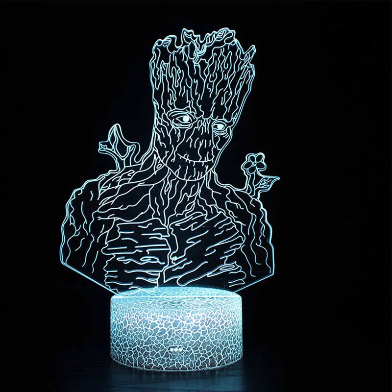 Anime The Avengers Infinity War 3D LED Nightlights Spiderman Ironman Hulk Thor Lamp Colorful Changing Night Lights Table Lampara