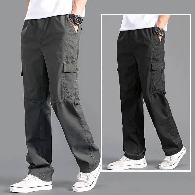 Spring Autumn Mens Cargo Pants Casual Sweatpants Relaxed Fit Cotton Pants American Style Large Size Sports Outdoor Pants