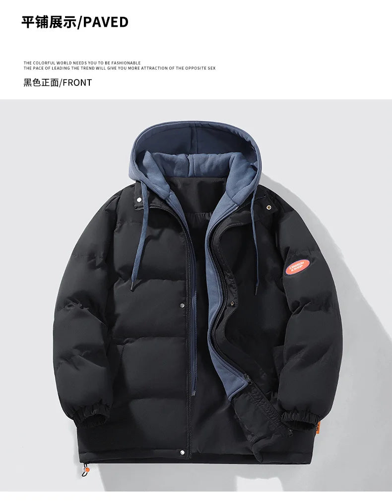 Men's Coats Winter Loose Fit Coat Elegant Fleece Warm Parkas Hooded Jackets Good Quality Male Outdoors Casual Winter Coats