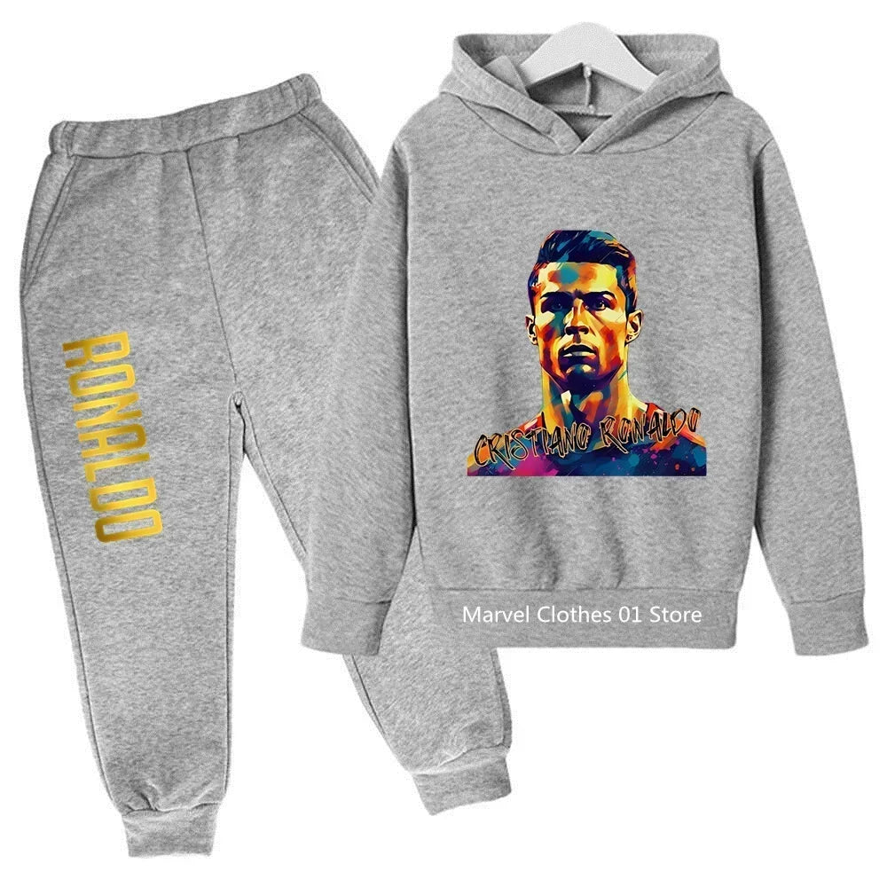 Ronaldo Printed Hoodie Set Kids Children's Clothing Children's Hoodies Leggings 2-piece Set Boys and Girls Casual Sportswear