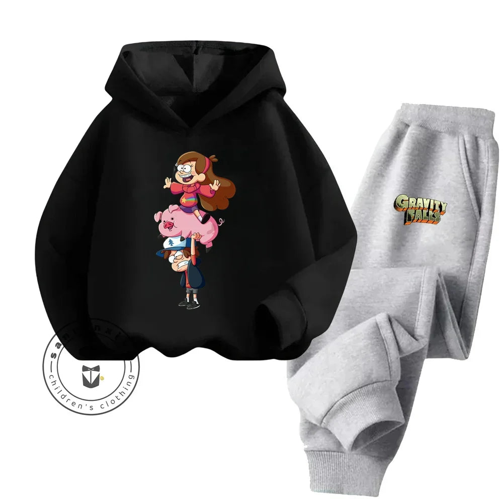 2024 Hot Gravity Falls cute Cheap Hip-Hop Kids sports set Kawaii animation boys and girls children sweatshirt sweatpants set