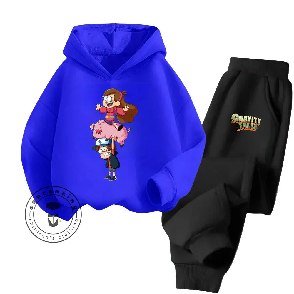 2024 Hot Gravity Falls cute Cheap Hip-Hop Kids sports set Kawaii animation boys and girls children sweatshirt sweatpants set