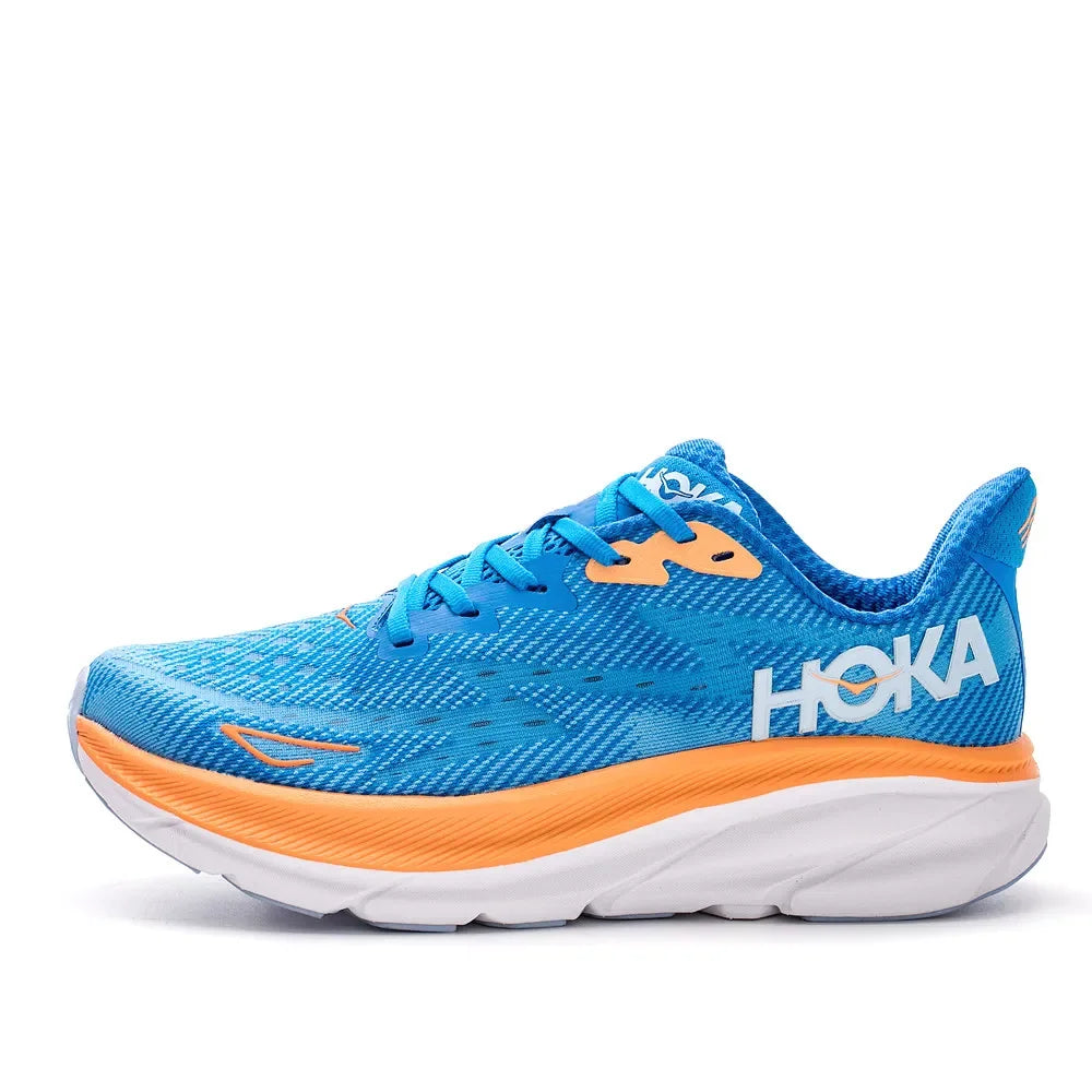 HOKA Clifton 9 Women and Men Black Gold Fabric Non-slip Wear-resistant Low-top Running Shoes Trainer Sneakers