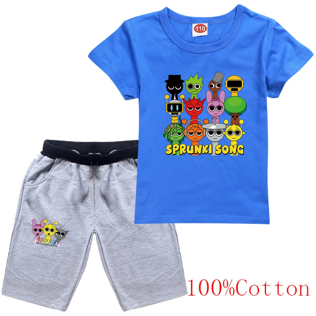 Sprunki Cartoon Clothes Sets New Summer Kids  Game Incredibox T-shirts Shorts Two-piece Set Baby Boys Tracksuit Girls Outfits