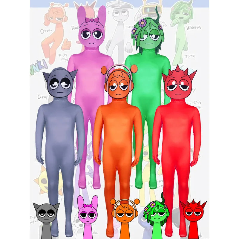 Sprunki Jumpsuit Sprunki Cosplay Costumes Sprunki Incredibox Cosplaly Jumpsuit For Kids Adults Clothing Sprunki Wenda  Cosplay