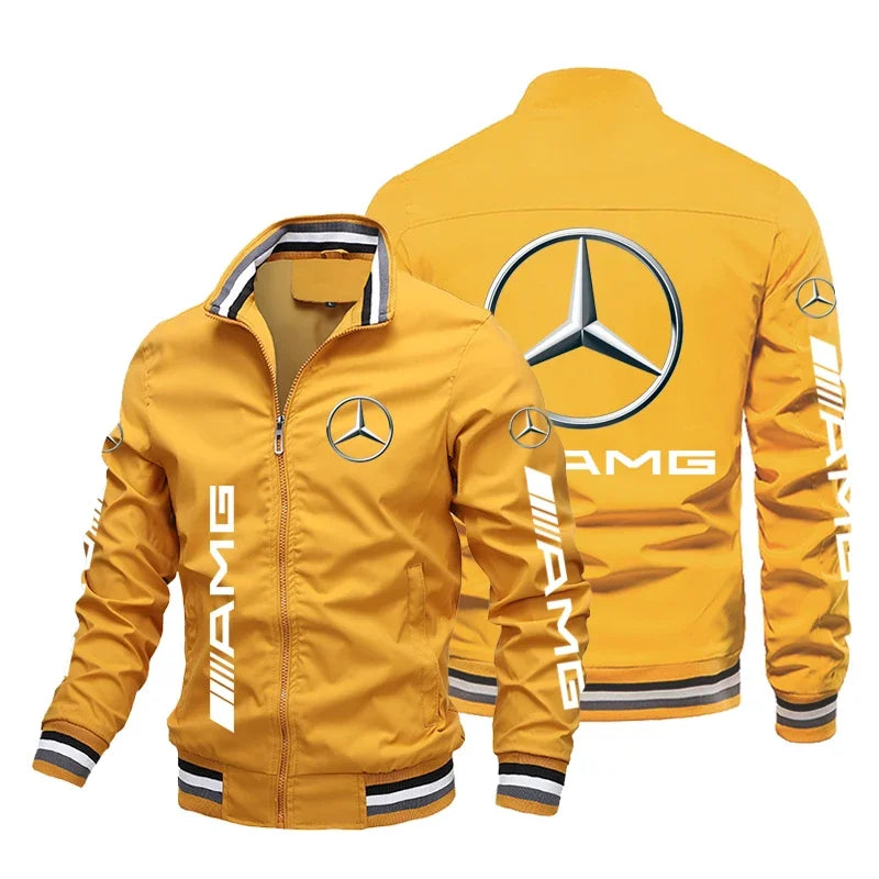 Herre Mercedes-Benz-jakke Luksusbil-logotryk Motorcykeljakke Overdimensioneret Sport Racing Team-jakke Mercedes-Benz Herretøj